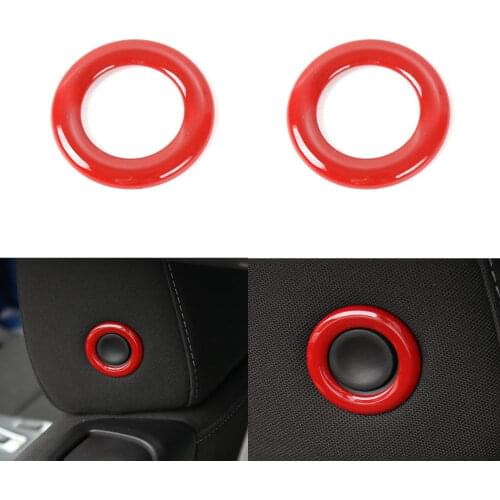 2xAuto Headrest Adjust Switch Decoration Cover Trim Car Styling Decoration Sticker Red Fit For Chevrolet Camaro 2016-2017
