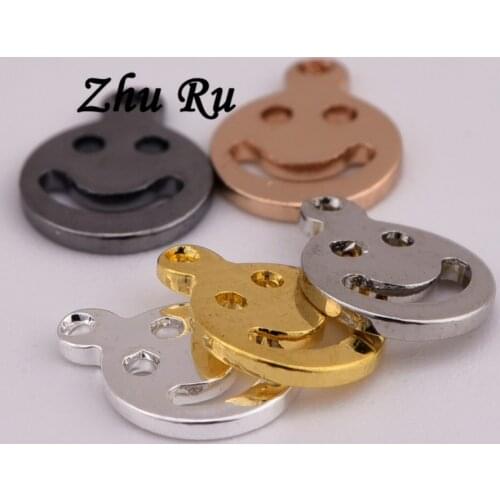 20pcs ZHU RU 6mm Charms Round smiley face single hanging copper Pendant Findings Accessories DIY Vintage Choker Necklace