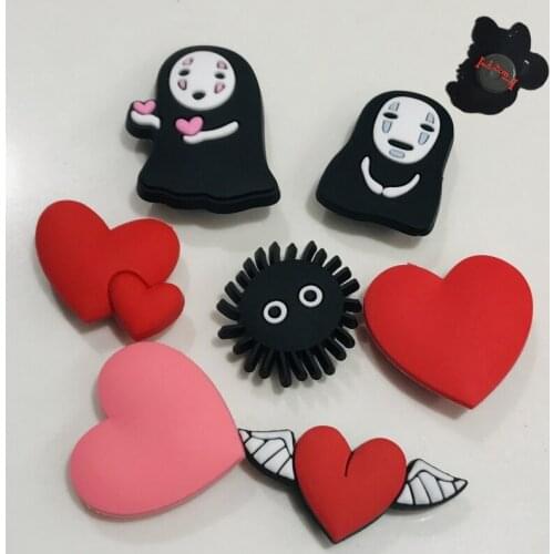 7PCS PVC Japan Anime Cute Fridge Magnets Kawaii Heart Faceless Coal Refrigerator Magnetic Sticker Kids Gifts Stationery Toys