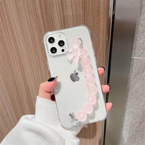 Soft Transparent Chain Pink Phone Case For Xiaomi 8 Lite 9 SE 10 Pro Note10 Poco X3 11 Ultra Max 2 3 Mix 2 2s Cute Girl Cover