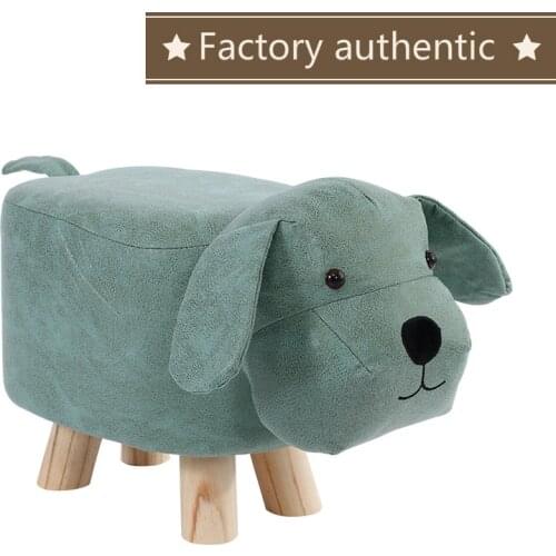 Cheap Handmade Animal Chair Cute Children Ottoman Wood Stools Kids Shoes Sofa with Plush Cartoon Cover Upscale Baby Chairs Bench