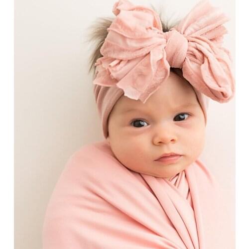 Baby Headband Big Bows For Girls Hair Accessories Jacquard Toddler Wide Headwrap Soft Newborn Hairband Elastic Kids Turban