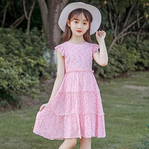 Princess ChildrenS Clothing Dress Elegant Girls Fashion Print Clothes Summer Dresses 2021 Kids Ruched Cotton Clothes 4 7 10 14