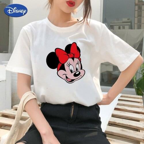 Disney T Shirt Women Mickey Mouse Tshirts Graphic 2021 Ladies Fashion Stylish Happy Young Summer Top Short Sleeve 90s Clothing