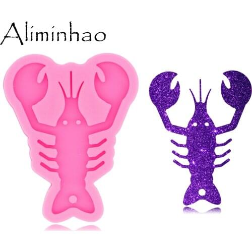 DY0540 Shiny Glossy Lobster Keychain mold UV Resin Liquid Silicone Mould Craft For DIY Necklace Charms Making Jewelry
