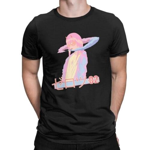 Darling In The Franxx Zero Two T-Shirt Blazed Vaporwave Anime T Shirt for Man Hipster O-neck Men Cotton Tees Streetwear