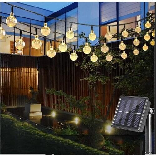 Solar Lamp Stirng 5m 7m 10m 22m Crystal Ball Fairy Lights Waterproof Garlands for Garden Lawn Backyard Outdoor Decoration