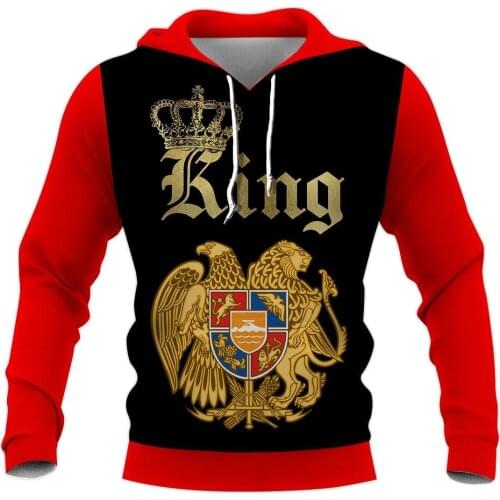 Armenia Lion Eagle Valentine King Queen Map Flag 3D All Printed Hoodie Man Women Harajuku Zipper Pullover Sweatshirt Jacket
