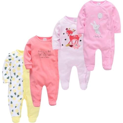 Kavkas 3 4 pcs/set Baby Girl Clothes 100% Cotton roupa de bebe Newborn Boy Rompers Long Sleeve Summer Autumn Clothing