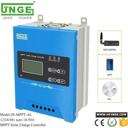JNGE Power MPPT Solar Charge Controller 30A 40A 50A for 12V 24V 48V AUTO PV System Solar Regulator
