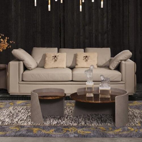 Hotel Lobby Leather Sofa Modern Style Living Room Furniture
