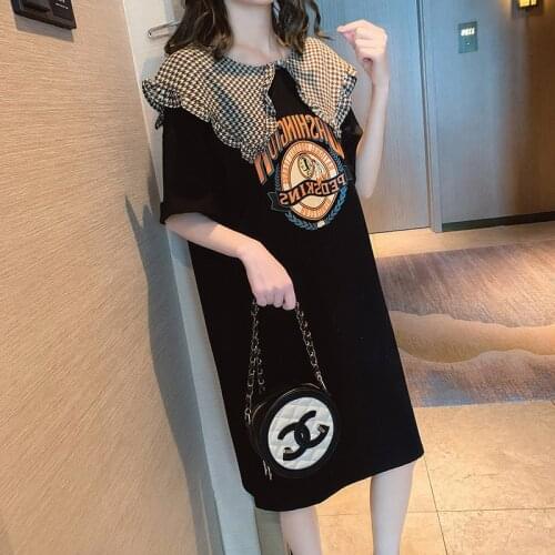 Summer Out Wearing Pregnant Women Breastfeeding Dress Knee-length Cotton Postpartum Side Opening Print Letter Maternity Clothes