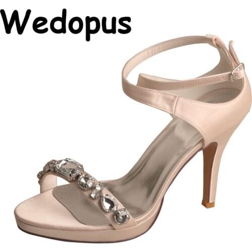 Summer Heels Sliver Sequins Bling Bling Platform Sandals Nude