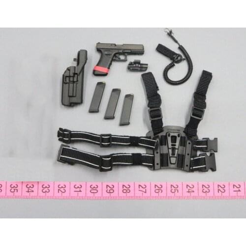 New Arrival Black 1/6th Pistol Weapon With Holster Belt Model For Usual 12inch Figures Collection