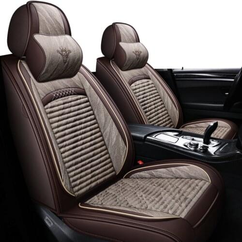 ZHOUSHENGLEE Linen Flax Car Seat Cover for Ford all model focus explorer mondeo fiesta ecosport Everest s-max Mustang edge