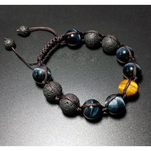 Natural blue tiger eye stone yellow tiger eye stone eagle eye Handmade Bracelet hand and string jewelry for men and wome