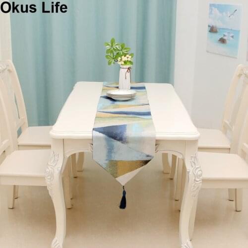 New Home Decoration Table Runner Blue Modern Table Runners Oil Painting Runner Table Polyester Gold Table Runners Home Textile