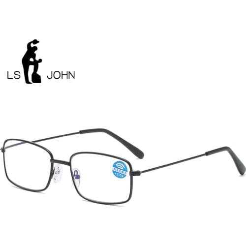 LS JOHN 2021 New Reading Glasses Men Women Top Quality Memory Alloy Anti Blue Light Full Frame Presbyopic Eyewear +1.0 to +4.0
