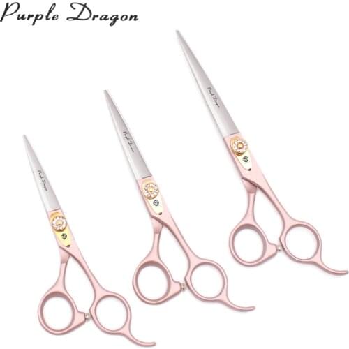 Barber Professional Scissors Purple Dragon 5.5" 6" 7" Japan Steel Cutting Scissors Hairdressing Thinning Shears Rose Gold 9105