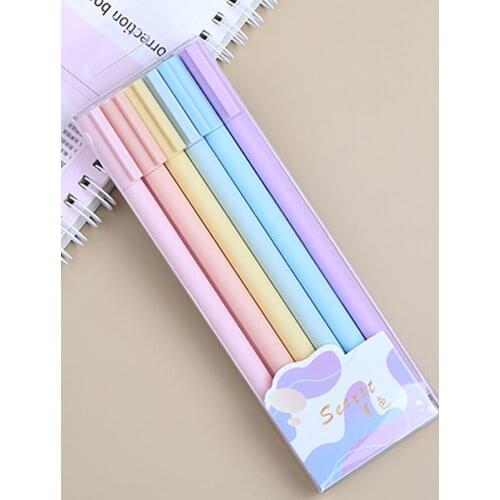 6 packs of six-color rainbow Morandi ins black fountain pen student water-based pen cute gel pen test signature