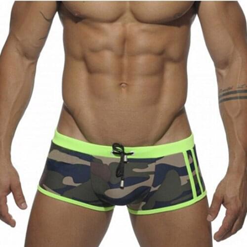 Seobean Brand Mens Sexy Swimwear Swimsuits Camouflage Beach Sea Swimming Boxer for Man Board Surf bikini gay Camo Male Trunks