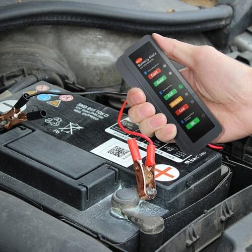 Portable Battery Tester Analyzer with 6 LED Lights 12V Car Quick Cranking Charging Circut Alternator Car Diagnostic Tools