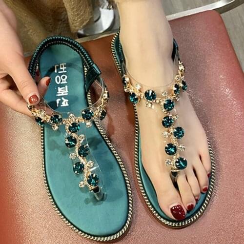 Luxury Rhinestone Gladiator Sandals Women Flat Platform Casual Fashion Peep Toe Beach Ladies Shoes Female Zapatos De Mujer