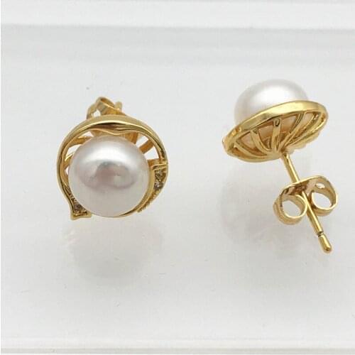 New noble genuine real Freshwater pearl white/black/purple Inlay CZ fashion Jewelry women gift stud earring Seb2018005