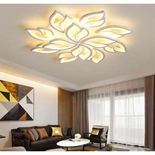 Modern LED Ceiling Chandeliers Lights With Remote Control For Living Room Bedroom Hotel White Luminaires Petal Lamp Free Shiping
