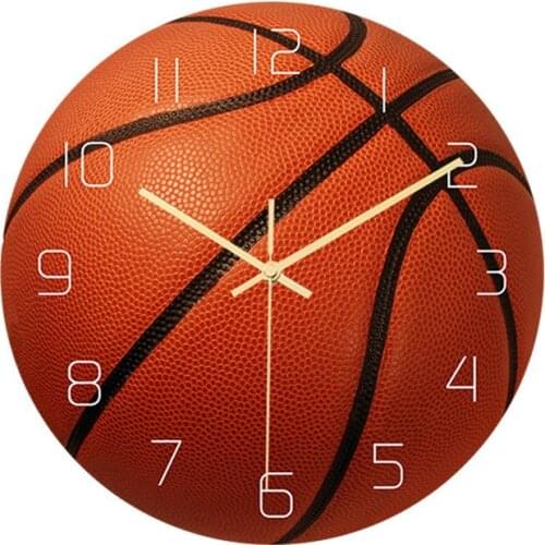 Sports Balls Style Clock Basketball Volleyball Baseball Wall Clocks Living Room Bedroom Home Decor Acrylic Silent Pointer Clock