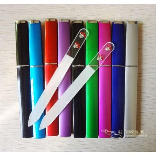 5 1/2" GLASS NAIL FILE with Companion Case Colorful Crystal Nail file With Hardcase 1000X NF014