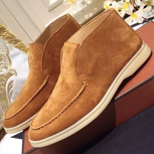 High top Women Loafers Flat Penny Shoes High quality Nude Suede Runway Casual Shoes Woman Slip On Loafer Open Walk Shoes