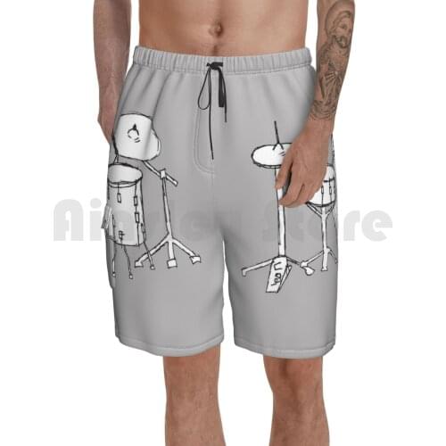 Drum Kit Drawing Beach Shorts Men Beach Pants Swimwear Drum Kit Drumkit Drummer Drumset Drum Drums Music Percussion
