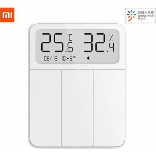 Xiaomi Mijia Smart Wall Switch Light Remote Control Wireless 3 Key Switchs with temperature and humidity LCD digital screen