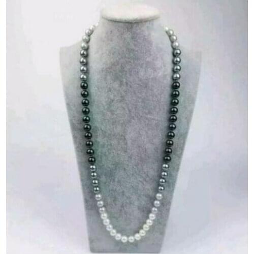 9-10mm natural Australian south seas black white gray pearl necklace 38 inch