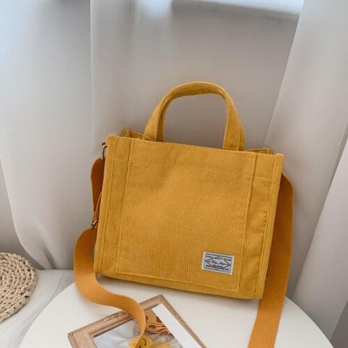 Womens bag 2020 new small square bag Korean style corduroy canvas bag One Shoulder Messenger Bag