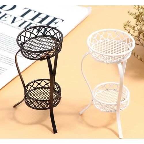 1PC 1:12 Dollhouse Mini Furniture Iron Flower Stand Shelf Doll House Decor Toy White/Black