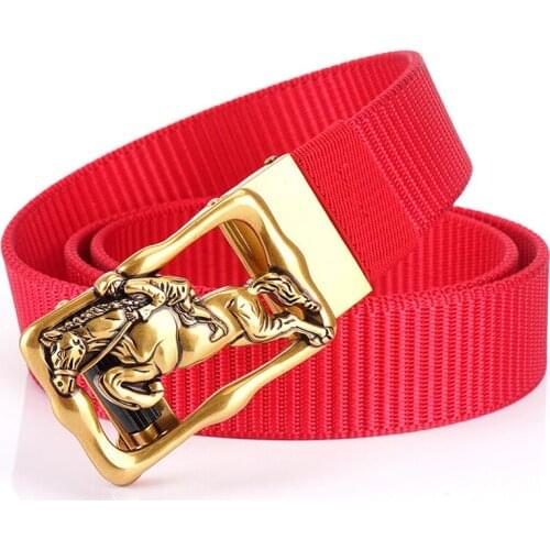 2021 New Red Canvas Belt Mens Fashion Hot Sale Unisex Belts Brown Green Cinturon 100cm-125cm