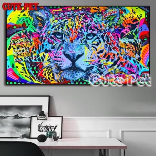 Street graffiti tiger DIY diamond painting Gift full Square Diamond Abstract art diamond Mosaic Diamond Embroidery large Ternura