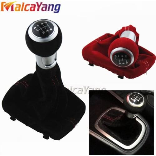 Automatic Gear Shift Knob Shift Handle For Audi A3 S3 8V-8P S-line 07-13 5/6 Speed Stick Lever Shifter With Suede Leather