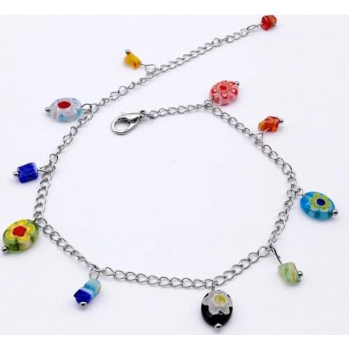 Free Shipping Wholesale 1PCS Fashion Lampwork Glass Charms Metal Anklet Bracelet, Ankle Bracelet