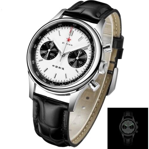 Red Star 40mm Panda Dial 1963 Chronograph Watches Seagull ST19 Hand Winding Movement Sapphire Glass Pilots Mechanical Wristwatch