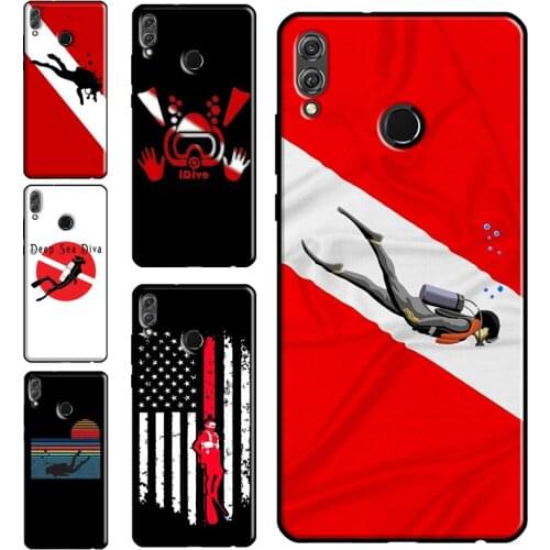Diver Down Scuba Flag Phone Case For Huawei Honor 10i 8X 9X 10X 10 Lite 8A 9A 7S 8S 7C 7A 4C 6C 20 Pro Cover