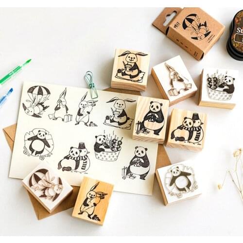 1 pcs cartoon cute fat panda wood stamp DIY craft wooden rubber stamps for scrapbooking stationery scrapbooking standard stamp