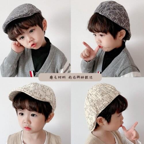 Kids Baby Berets Hat Print Cartoon Bear Children Hats Casual Retro Newsboy Caps For Boys Girls Party Gentleman Cap 1 2 3 Years