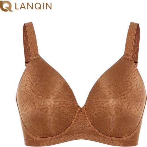 Womens Plus Size Soft Full Coverage Seamless Bra Jacquard Molded Cup Lightly Padded Wireless