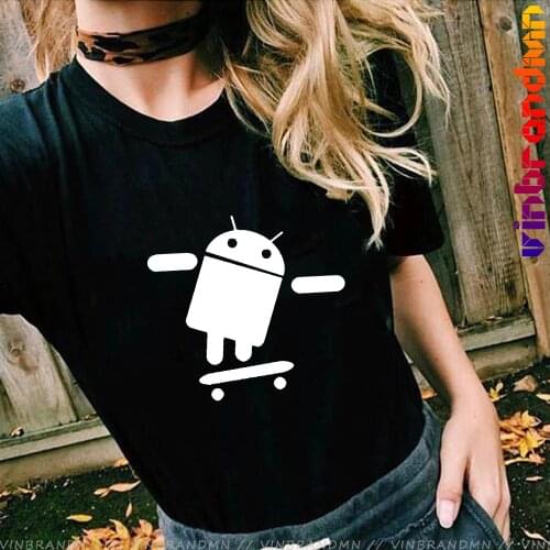 New Boutique Skateboard T-shirt 2021 Summer Android Rooted Funny T Shirt Pirate Skull Robot T Shirt Street Casual Custom Tshirt
