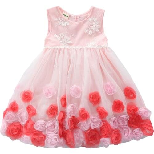 Good quality high grade 2017 new summer Girls Kid 3D stereo flowers comfortable cute baby Clothes Children Clothing
