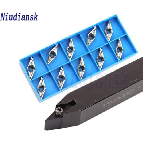 10pcs VCGT VCMT1604 Carbide Insert CNC Lathe Tool SVVCN1616H16 External Turning Tool Holder SVVCN2020K16 SVVCN2525M16 Lathe Suit