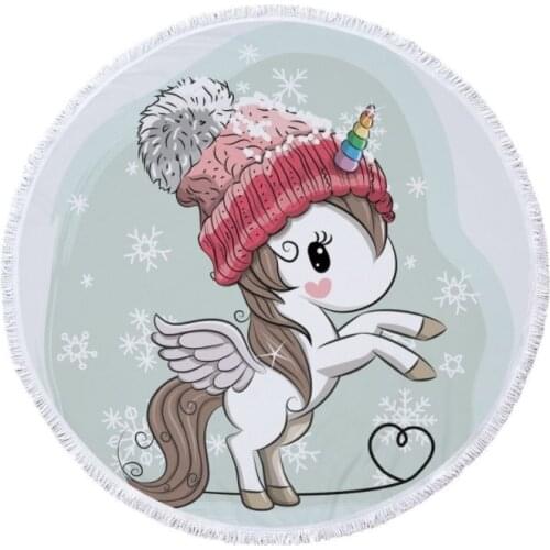 Rainbow Unicorn Round Beach Towel Large 150cm Yoga Blanket Wall Tapestry Portable Outdoor Dropshipping